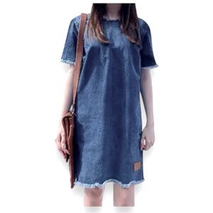 2ndDay Denim Mini Shift Zip Back Dress Size 40 US 8